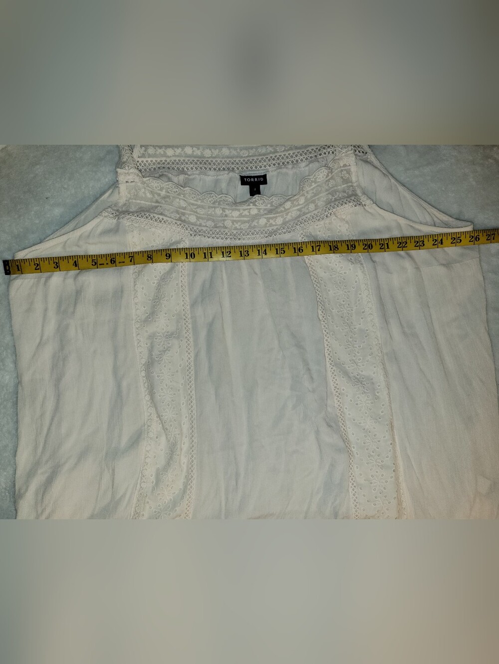 Torrid Ivory White Whimsical Square Neck Strappy Pullover Tank Blouse Sz 4... - Picture 3 of 8